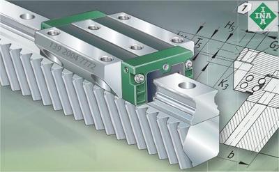 INA四列直线循环滑块轴承-带有齿条的导轨